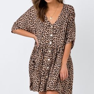 Princess Polly leopard mini shirt dress